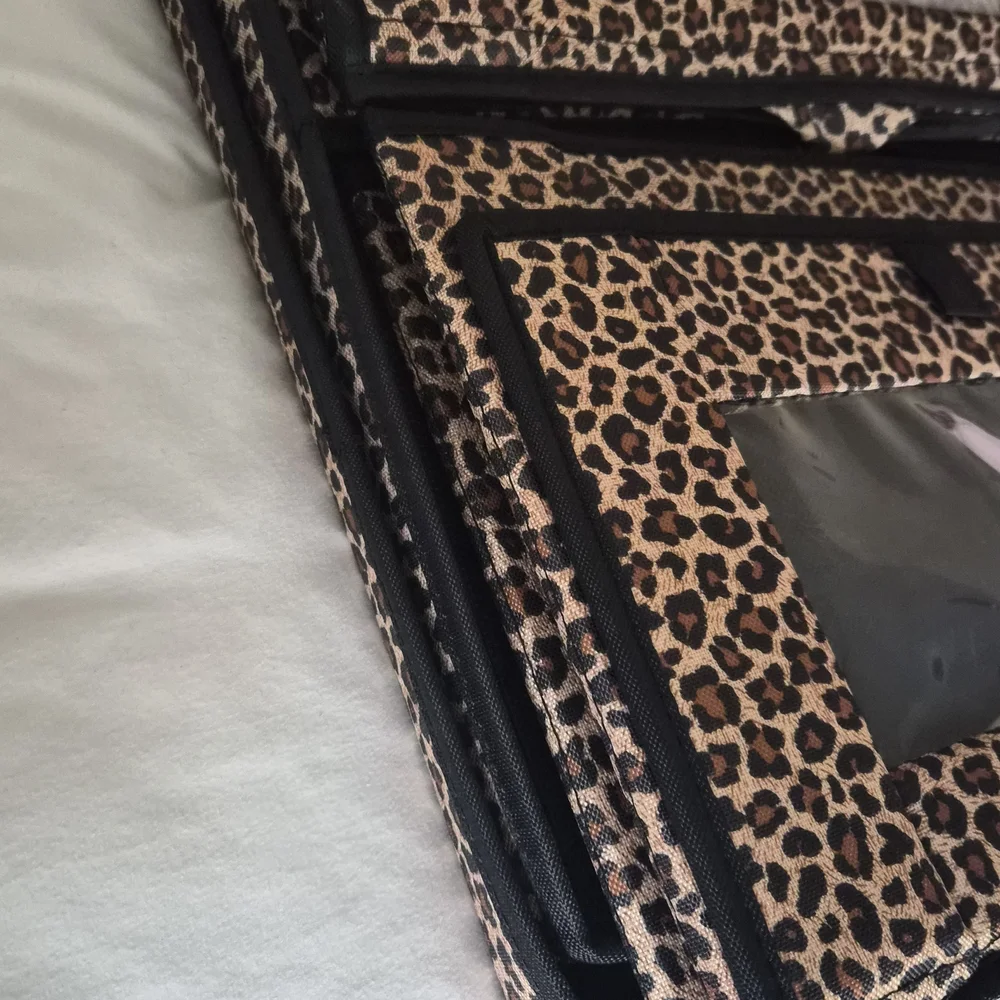Set Of Two Animal Print Collapsible Storage Fabric Bins With See Through Window